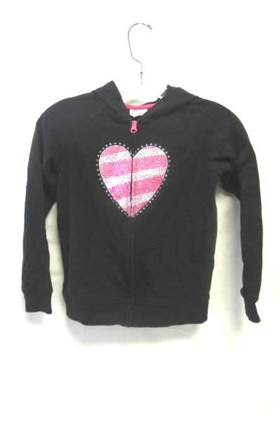 Girl's Black Jacket W/ Heart Decal By DanSkin Now Size M 60% Cotton