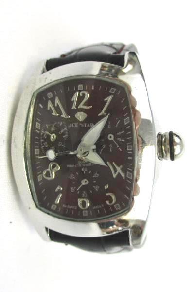 Women's Wrist Watch Ice Star 1829L Black Genuine Leather Red Maroon Face