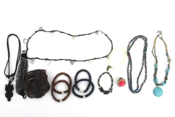 Large Costume Jewelry Lot Necklace Bracelet Earrings Earth Tones Owl Heart