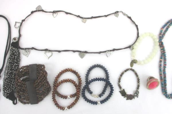 Large Costume Jewelry Lot Necklace Bracelet Earrings Earth Tones Owl Heart