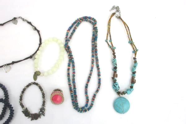 Large Costume Jewelry Lot Necklace Bracelet Earrings Earth Tones Owl Heart