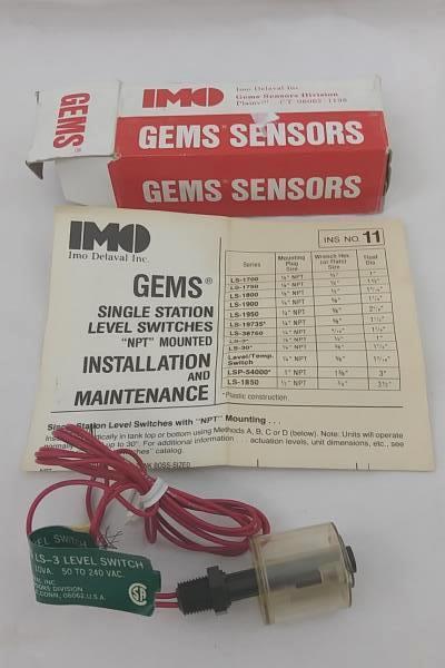 Gems Sensors Single Station Level Switch 42295 LS-3 Polysulfone