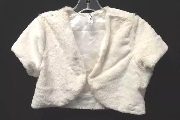 Women's White Furry Shrug By Knit Works Size 14 100% Polyester