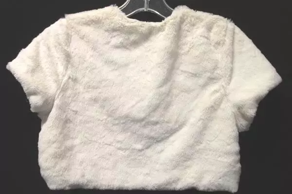 Women's White Furry Shrug By Knit Works Size 14 100% Polyester