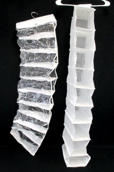 Lot of 2 Hanging Shoe Organizers 10 Shelf Storage Solutions White Mesh Fabric