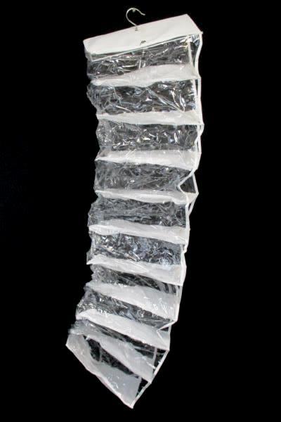 Lot of 2 Hanging Shoe Organizers 10 Shelf Storage Solutions White Mesh Fabric