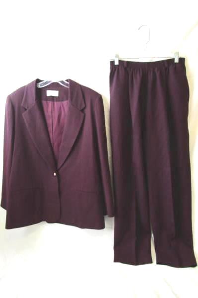 Women's Deep-Purple Pants and Dress Jacket Combo By Alfred Dunner Size P16 & P14