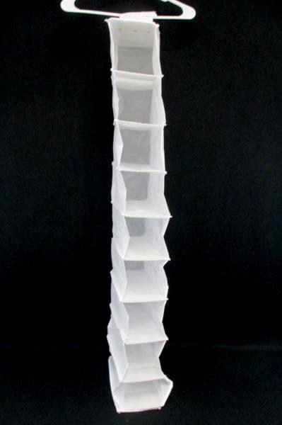 Lot of 2 Hanging Shoe Organizers 10 Shelf Storage Solutions White Mesh Fabric