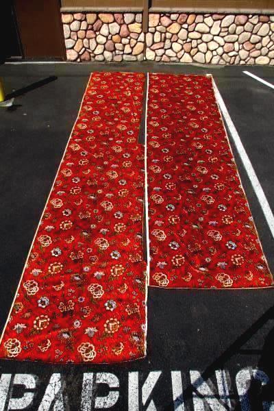 Vtg Quaker Fabric Corp. 1970's Upholstery Fabric Floral Burnt Orange 35'