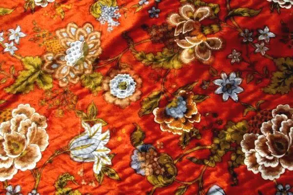 Vintage Quaker Fabric Corp. 1970's Upholstery Fabric Floral Burnt Orange 35'