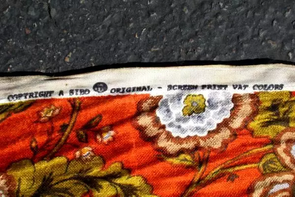 Vintage Quaker Fabric Corp. 1970's Upholstery Fabric Floral Burnt Orange 35'