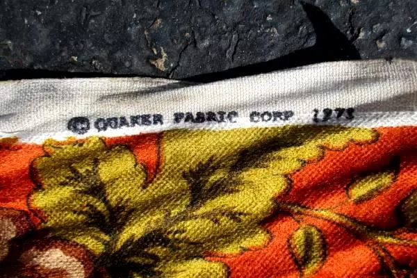 Vintage Quaker Fabric Corp. 1970's Upholstery Fabric Floral Burnt Orange 35'