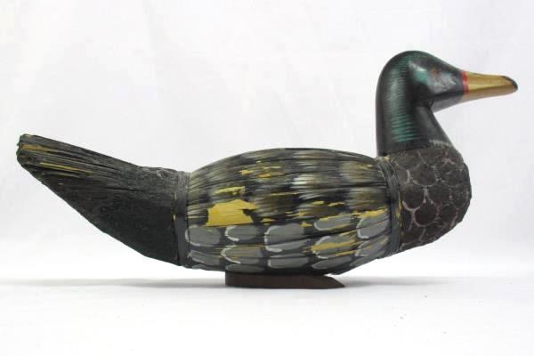 Vintage Sea Grass & Wood Handmade Duck From The Philippines