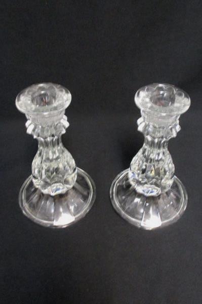 Lot of 2 Pressed Glass Heavy Candle Holders Table Display Home Decor