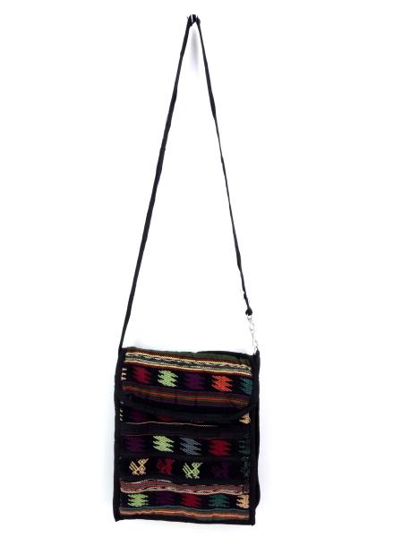 NEW Black Guatemalan Hand Woven Mochila Crossbody Bag Med CONCERNED CRAFTS