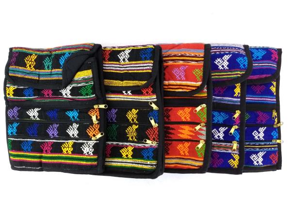 5pc Lot Medium Guatemalan Hand Woven Mochila Crossbody Travel Bags NEW