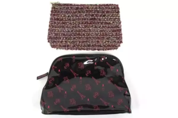 Lot of Two Lancome Cosmetic Bags Eiffel Tower And Knit Shell
