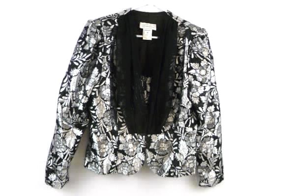 Scott McClintock Women's Black and Silver Floral Jacket Size 12