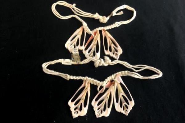 Set of 2 Macrame Bracelets Anklets Lrg Cut Shells Made In Philippines