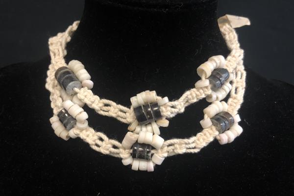 2 Macrame Wht Shell Flower Hemp Twine Beaded Bracelets Anklets From Philippines