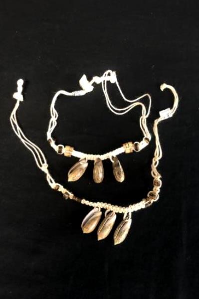 Set of 2 Macrame Shell Square Knot Beaded Bracelets Anklets Made In Philippines