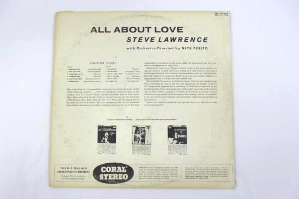 Steve Lawrence "All About Love" 1958 12" Vinyl 33 RPM LP Records Jazz
