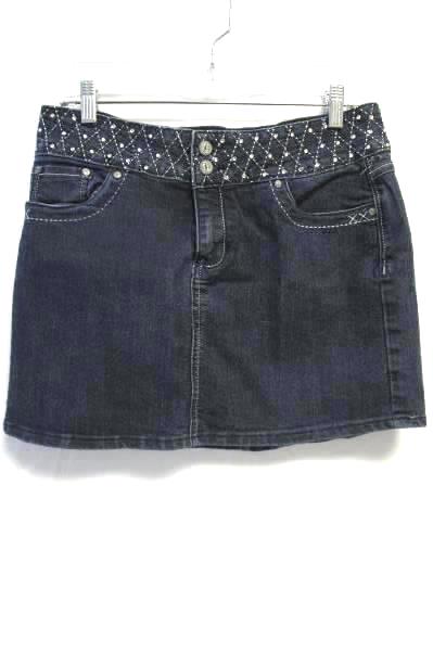 Sparkled Jeweled Jean Denim Skirt By JZ Premium Navy Blue Junior Girls Size 11