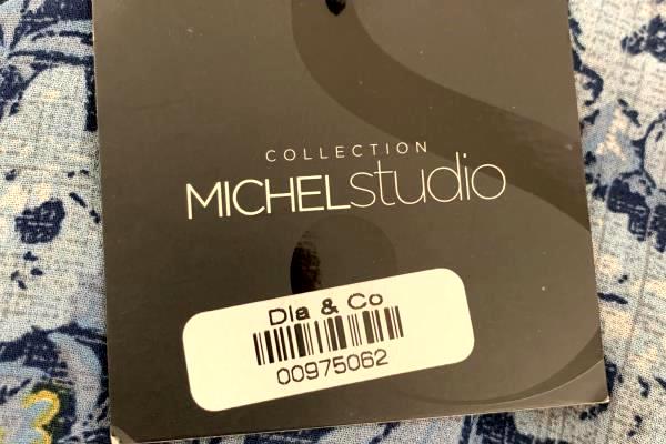 Michel Studio Collection Women's Blue & Yellow Floral Key Hole Tie V-Neck Sz 16
