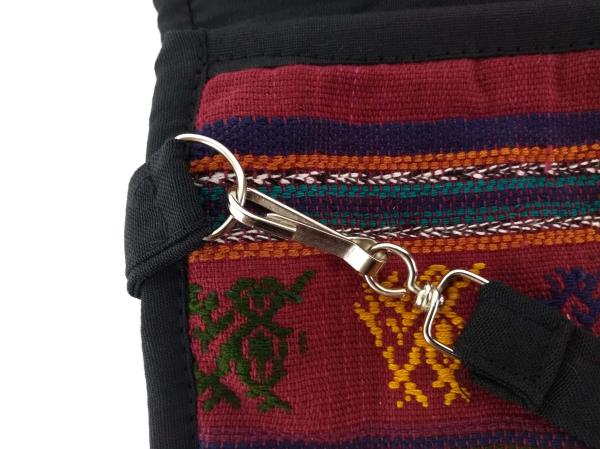 New Large Boho Festival Guatemalan Hand Woven Mochila Crossbody Bag Burgundy Red