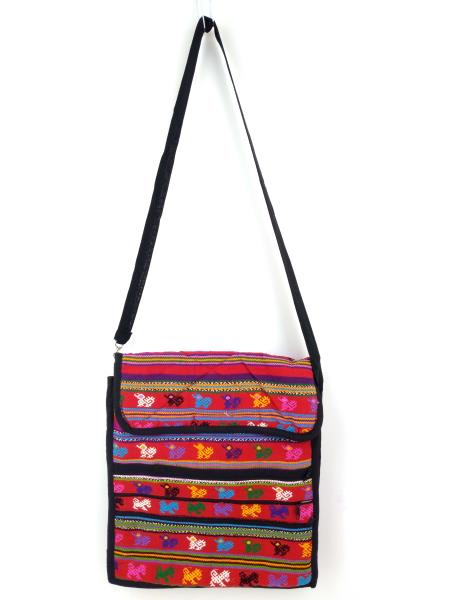 Red Festival Guatemalan Hand Woven Tribal Boho Mochila Crossbody Bag Large NEW