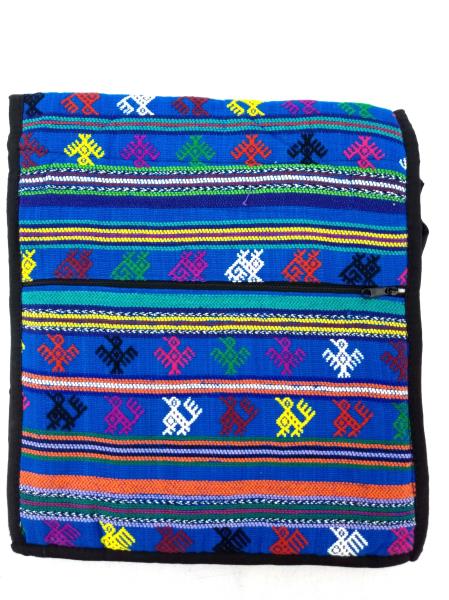 New Blue Boho Tribal Guatemalan Hand Woven Mochila Crossbody Bag Large