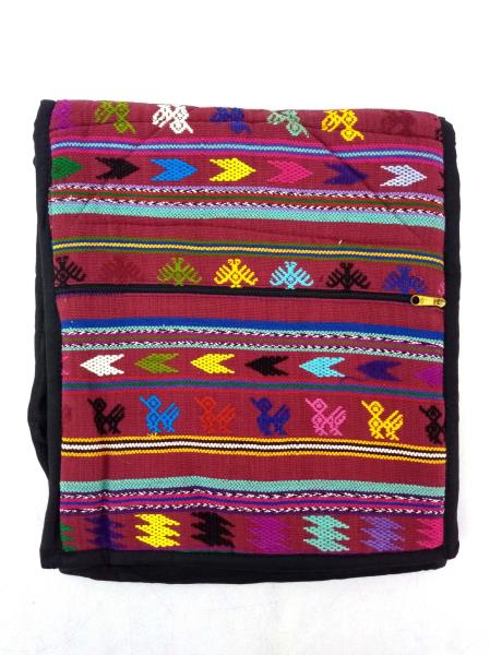 Burgundy Red Boho Tribal Guatemalan Hand Woven Mochila Crossbody Bag Large New