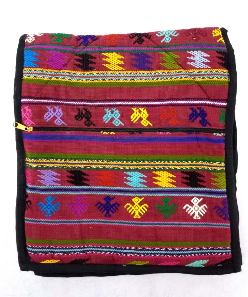 New Burgundy Red 90's Guatemalan Hand Woven Boho Mochila Crossbody Bag Large
