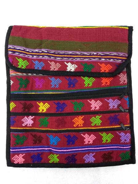 Large Red Multicolor Guatemalan Hand Woven Boho Mochila Crossbody Bag Large