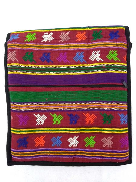 Large Red Multicolor Guatemalan Hand Woven Boho Mochila Crossbody Bag Large
