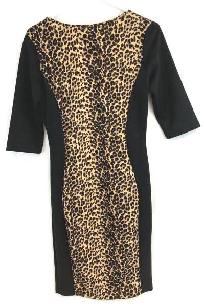 Andrea Missy Black & Animal Print Half Sleeve Women's Size Small