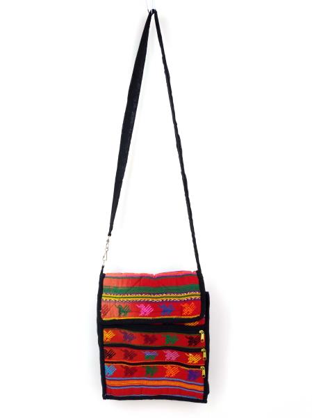 Guatemalan Hand Woven Mochila Crossbody Bag M Red Bright #A CONCERNED CRAFTS NOS