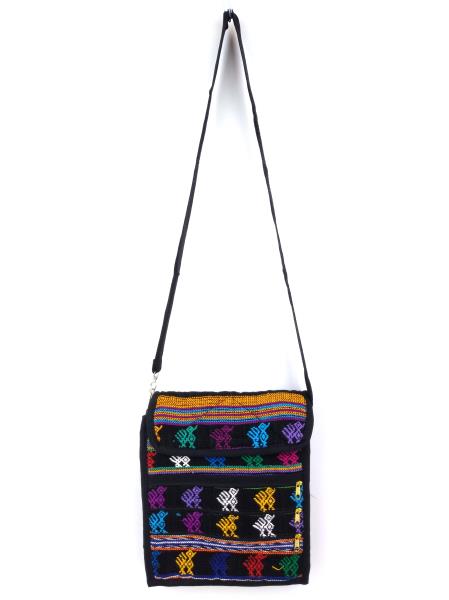 NEW Black Boho Festival Guatemalan Hand Woven Mochila Crossbody Bag MEDIUM