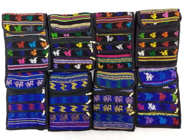 8pc Lot: 90's Blue / Black Tribal Guatemalan Mochila SMALL Crossbody Bags NEW