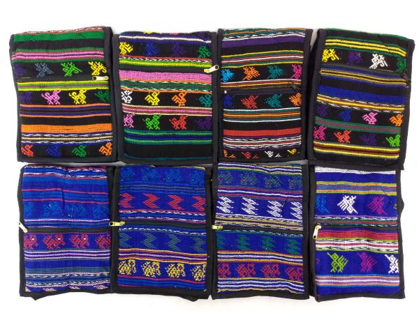 8pc Lot: 90's Blue / Black Tribal Guatemalan Mochila SMALL Crossbody Bags NEW