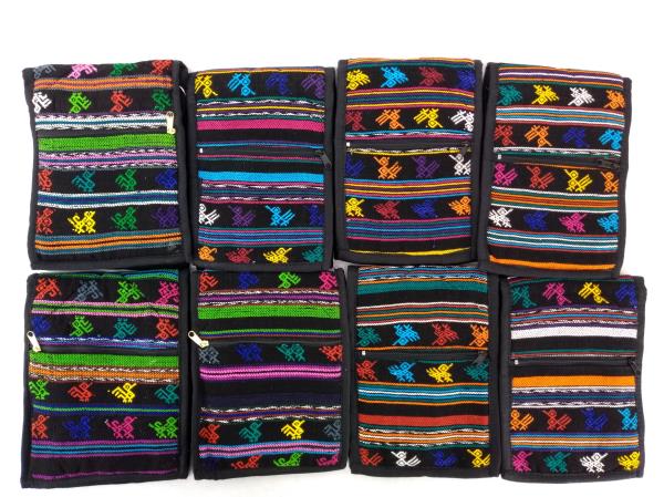 Lot of 8: NEW Black Multicolor 90s Guatemalan Boho Mochila SMALL Crossbody Bags