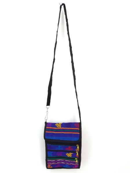 NEW Blue 90s Guatemalan Hand Woven Boho Mochila SMALL Crossbody Bag