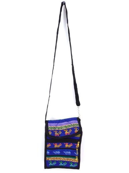 NEW Bright Blue 90's Guatemalan Hand Woven Boho Mochila SMALL Crossbody Bag