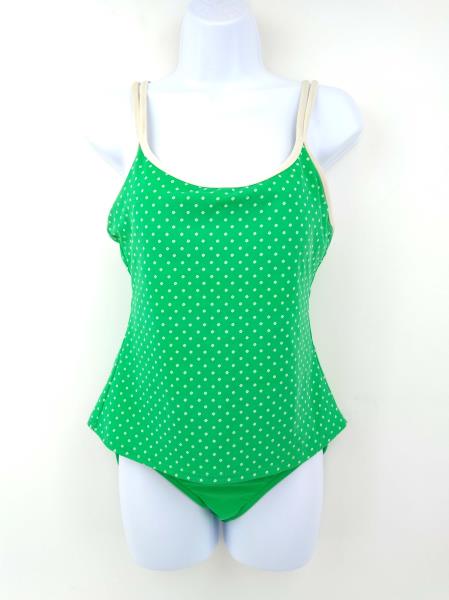 LAND'S END Green Geo Dot Tankini Top & Bottom Swim Set Womens Sz 6