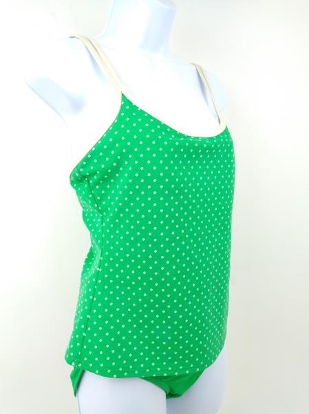 LAND'S END Green Geo Dot Tankini Top & Bottom Swim Set Womens Sz 6