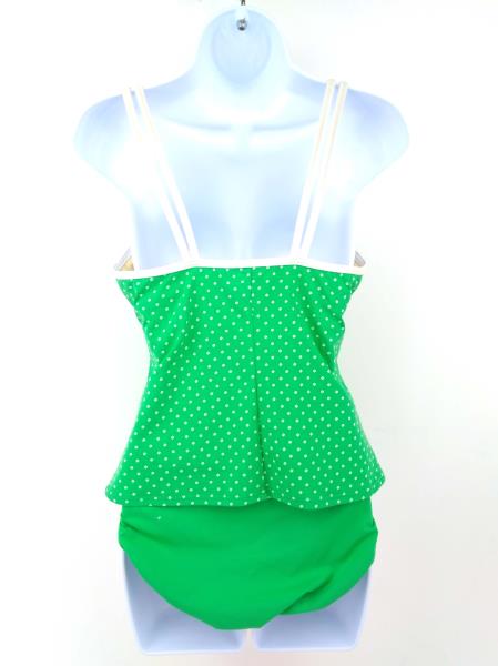 LAND'S END Green Geo Dot Tankini Top & Bottom Swim Set Womens Sz 6