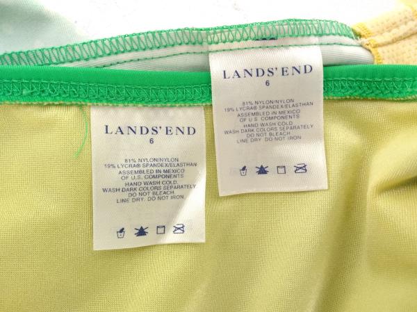 LAND'S END Green Geo Dot Tankini Top & Bottom Swim Set Womens Sz 6