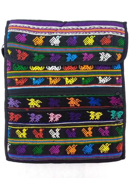 NEW Black 90s Guatemalan Hand Woven Boho Festival Mochila LARGE Crossbody Bag