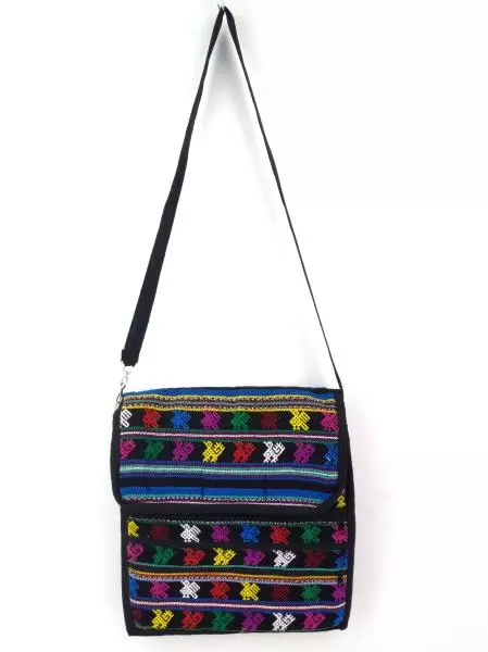 New Black 90s Guatemalan Hand Woven Mochila Large Crossbody Bag Concerned Crafts