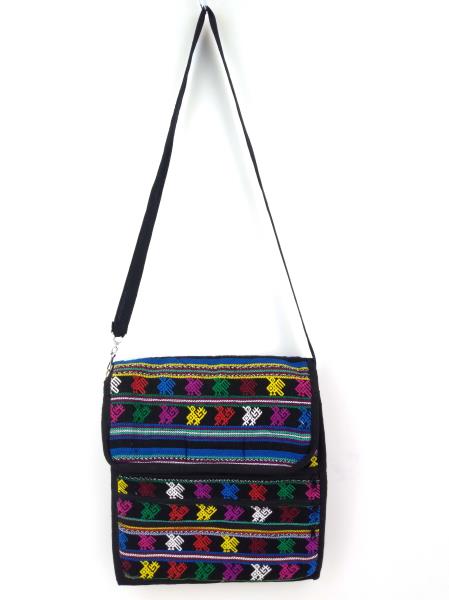 New Black 90s Guatemalan Hand Woven Mochila Large Crossbody Bag Concerned Crafts